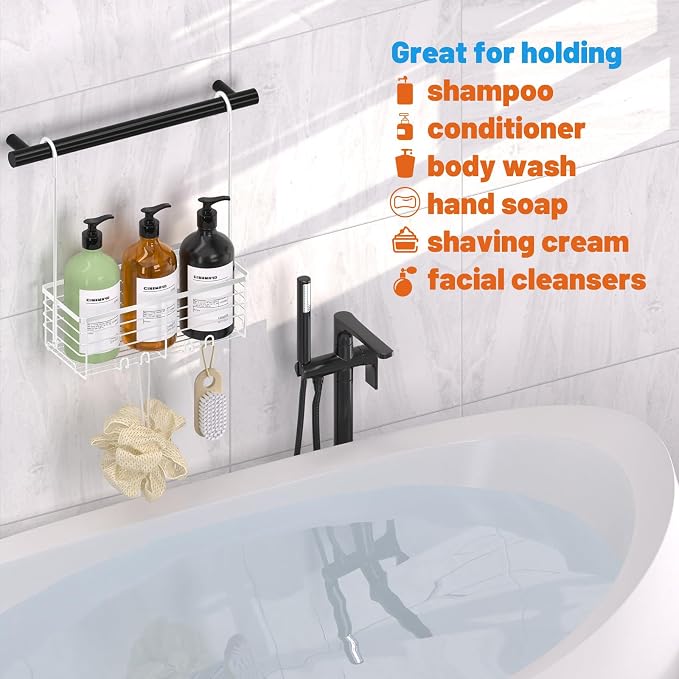 YUOROS Hanging Shower Caddy Shower Rack (White) | 304 Stainless Steel Bathroom Shower Organizer Caddies Shampoo Bracket
