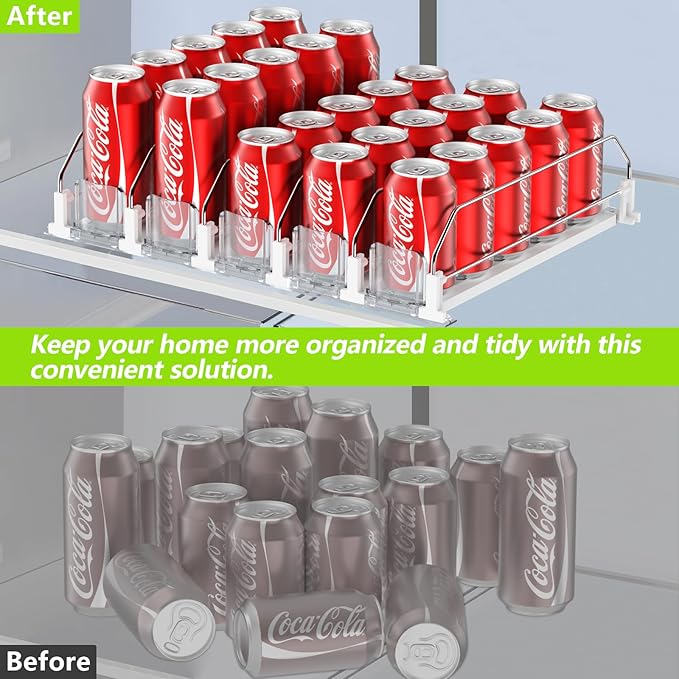 IBORING Drink Organizer for Fridge,Holds up to 15 Cans | Self Pushing Fridge Drink Organizer,Automatic Drink Dispenser for Fridge,Idea for fridge organizers and storage