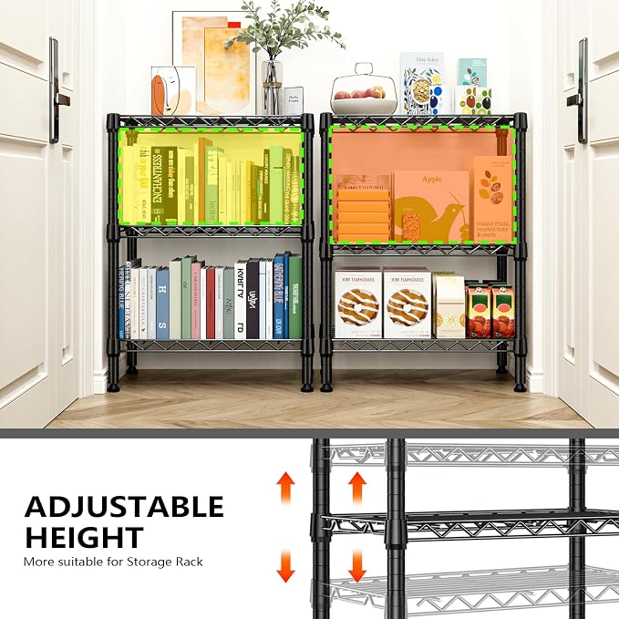 M MZG 750 lbs 3 Tier Shelf Metal Storage Shelves Wire Rack Closet Organizers with PP Board for Garage Kitchen Bathroom Laundry Black 11.8" D x 21.7" W x 28.6" H