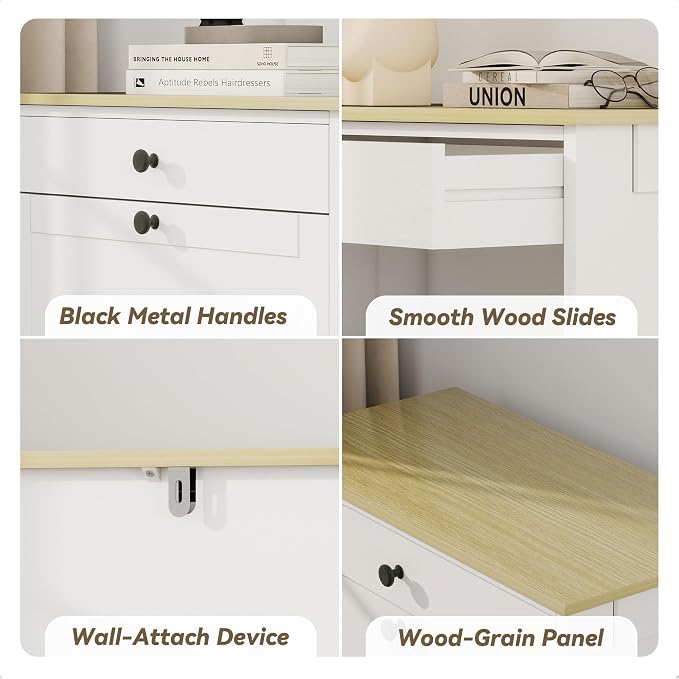Shoe Storage Entryway with 2 Flip Drawers, Narrow Wooden Shoe Cabinet | Pet-Proof Hidden Shoe Organizer, Narrow Shoe Rack, Adjustable Dividers, Hold 8-10 Pairs, for Entryway Living Room