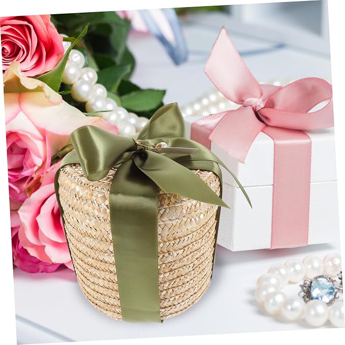 Zerodeko 1Set Hand Woven Round Braided Storage Basket Vintage Rustic Decorative Basket for Living Room Multi Functional Woven Box for Organizing Cosmetics Books and More
