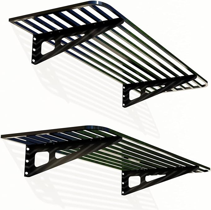 ZoffyFabrizio Garage Wall Shelving 2-Pack 2x4ft Garage Shelving（24-inch-by-48-inch） Wall Shelf Garage Storage Rack Floating Shelves, Space-Saving Black