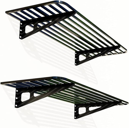 ZoffyFabrizio Garage Wall Shelving 2-Pack 2x4ft Garage Shelving（24-inch-by-48-inch） Wall Shelf Garage Storage Rack Floating Shelves, Space-Saving Black