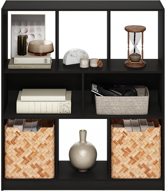 Furinno DALY Book Shelf, 8-Cube Bookshelf, Horizontal Cube Storage Organizer Bookcase, 10.9 x 35.4 x 39.4, for Living Room, Bedroom, Home Office, Espresso
