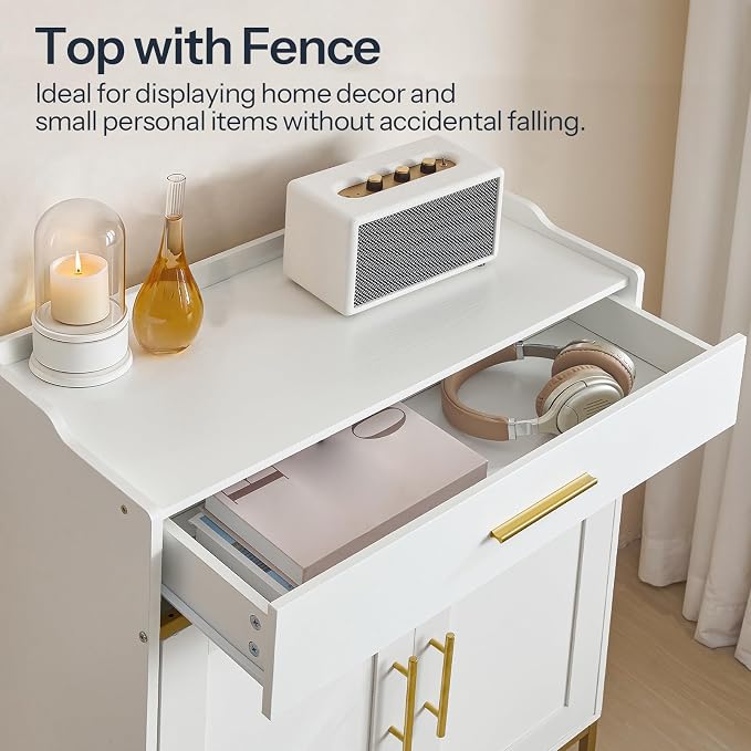 HOOBRO Shoe Storage Cabinet, 5-Tier Shoe Cabinet with Drawers, 36.6'' Tall Large Shoes Rack Organizer with Adjustable Shelves, Freestanding Wooden Shoes Cabinet Storage for Entryway, White DW14SC01