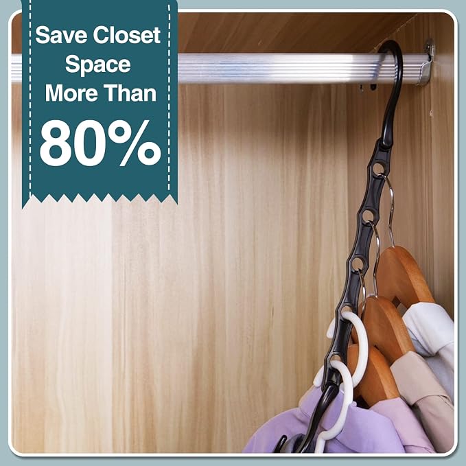 AMKUFO 12 Pack-Closet-Organizers-and-Storage, Hangers-Space-Saving-for-Closet-Organization, Clothes-Hanger-Space-Saver-for-College-Dorm-Room-Essentials, Small-Apartment-Storage