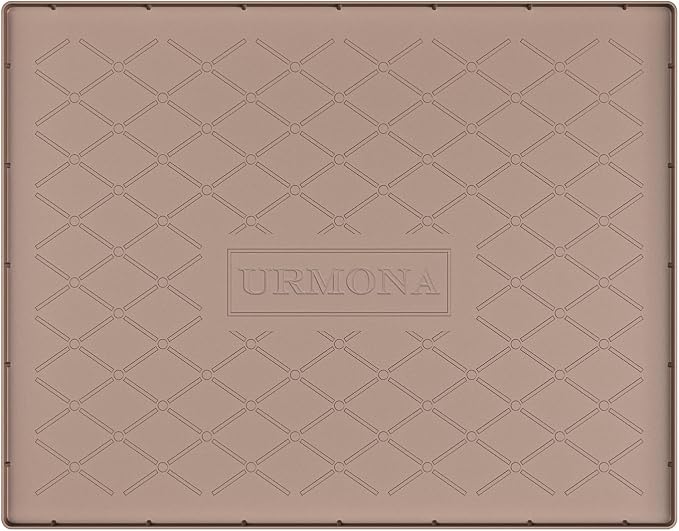 URMONA 25" x 22" Waterproof Silicone Mat in Multiple Sizes & Colors, Under Sink Mat for Kitchen & Bathroom, Pet Food Pad for Dogs & Cats, Kitchen Cabinet Liner, Multi-Purpose for Storage(Khaki)