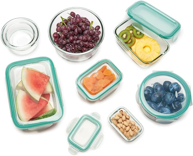 OXO Glass Food Storage Container, 4 Cup, Round | Smart Seal | Leakproof | Airtight | Pack of 2