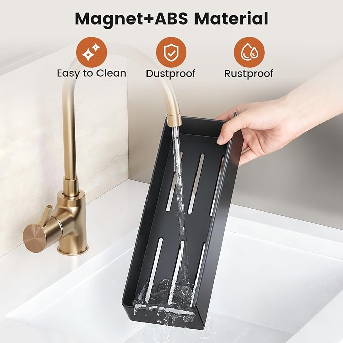 Mystozer Magnetic Spice Rack for Refrigerator,5 Pack Magnetic Shelf,Fridge Magnet Organizer with Paper Towel Holder,Fridge Organizers and Storage Black(5 Pack)