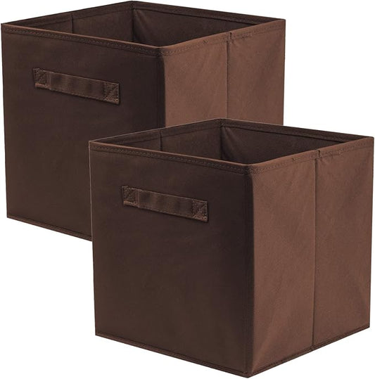 ShellKingdom Storage Bins, Foldable Fabric Storage Cubes And Cloth Storage | Storage Organizer For Closet And Toys, 10.5x10.5x11 INCH, 2 Pack (Chocolate)