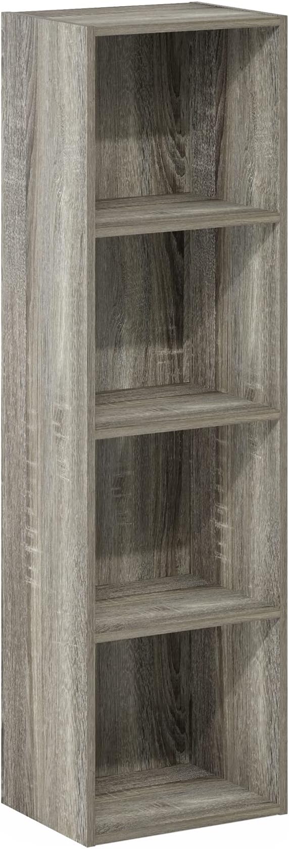 Furinno PASIR Book Shelf, 4-Tier Modern Bookshelf, Open Shelves Bookcase 9 x 12 x 42, Easy Assembly, for Living Room, Bedroom, Home Office, French Oak