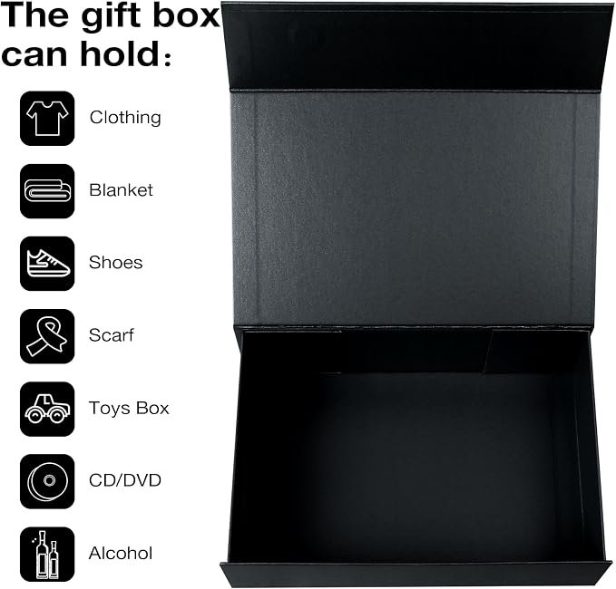 Aimyoo Galaxy Black Magnetic Gift Boxes with Lids 13.8x9x4.3 in, Large Bridesmaid Groomsman Proposal Box, Rectangle Collapsible Box for Present Graduation Birthday Storage 5 Pack