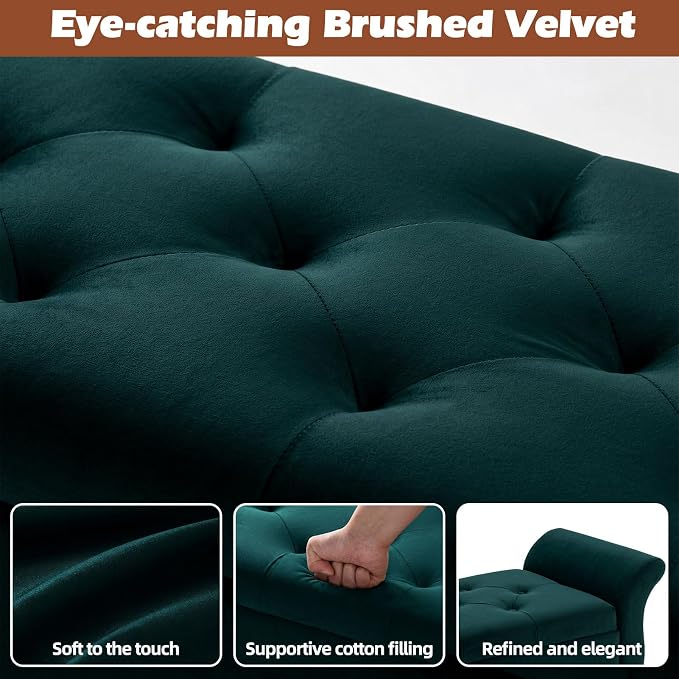 Storage Ottoman Bench 63’’ Length Upholstered End of Bed Bench