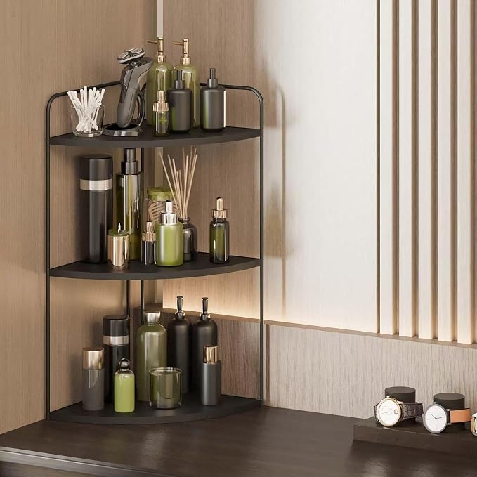 Bathroom Counter Organizer, Vanity & Makeup Countertop Organizer | Corner Bathroom Counter Organizer, Bathroom Sink Organizer, Bathroom Counter Shelf, Countertop Organizer, Corner Desk Shelf