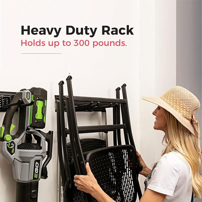 TIDYME Garage Tool Organizer Wall Mount, 64", 4 Racks 8 Hooks, 400 lbs | 400 lbs, anti-rust carbon steel, garden tool organizer & storage rack for garage organization, shovels, rakes & tools
