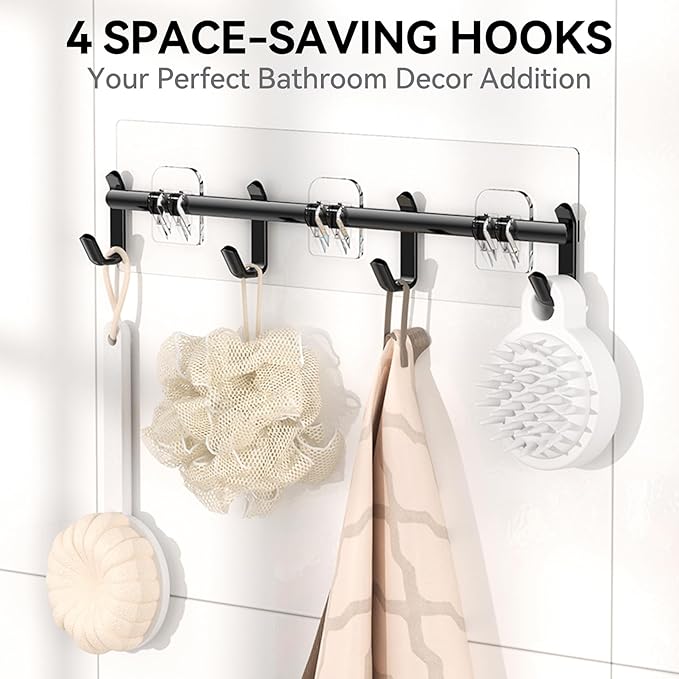 YASONIC Shower Caddy Adhesive, Rustproof Shower Organizer with Soap Holder, Large Capacity Shower Shelves for Inside Shower, No Drilling Bathroom Organizers and Storage for Home Decor 6 Pack Black