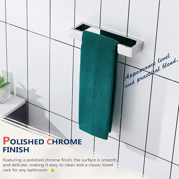 KOKOSIRI Towel Ring Chrome Hand Towel Bars Rack 9-Inch Kitchen Holders Polished Stainless Steel Bathroom Hardware Wall Mounted, 2 Pack B4008CH-L9-P2
