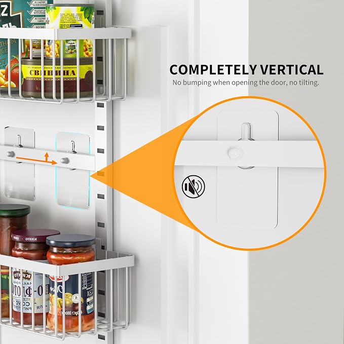 Moforoco White Over The Door Pantry Organizer, Pantry Organization and Storage, Metal Hanging Spice Rack Shelves Door, Seasoning Shelves, Laundry Room Organization, House and Kitchen Essentials