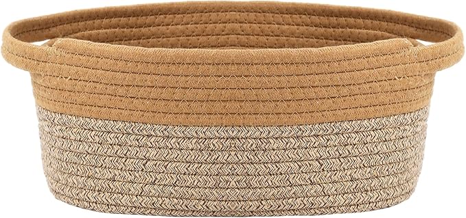 JMvicyroam Small Woven Basket, Empty Gift Basket, Jute&Brown/1 Pack | Small Gift Basket, Cotton Rope, 12 x 8 x 75 in, Handles, Includes Ribbon and Bag, Birthday Gift Basket