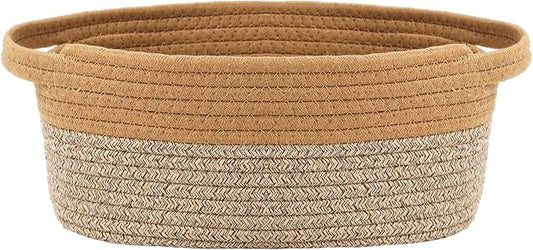 JMvicyroam Small Woven Basket, Empty Gift Basket, Jute&Brown/1 Pack | Small Gift Basket, Cotton Rope, 12 x 8 x 75 in, Handles, Includes Ribbon and Bag, Birthday Gift Basket