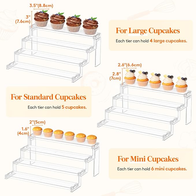 Lifewit Spice Rack, Perfume Cologne Organizer, Cupcake Stand, Tool-Free Assembly, Display Riser Shelf, Seasoning Figurine Makeup Holder, Room Decor, Kitchen Cabinet Storage, Clear, 14in-4 Tier, 1 Pcs
