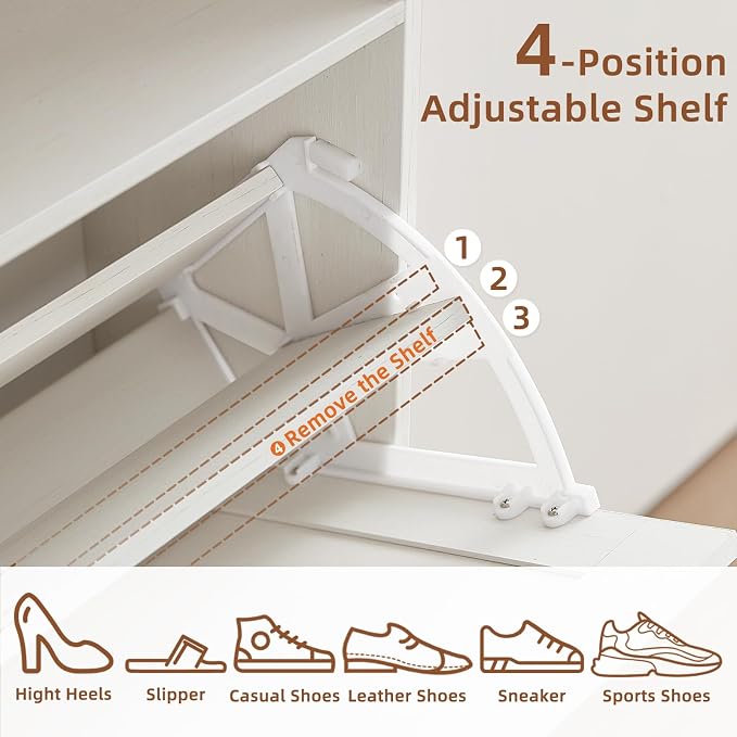 RWYHG Shoe Cabinet Storage for Entryway with 2 Flip Drawers | Open Storage Layer Rack Narrow Organizer Slim Hidden Wood Shoe Cabinet Furniture
