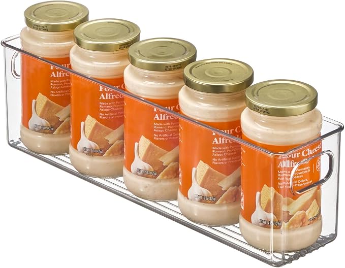 mDesign Plastic Kitchen Organizer - Storage Holder Bin with Handles for Pantry, Cupboard, Cabinet, Fridge/Freezer, Shelves, and Counter - Holds Canned Food, Snacks - 2 Pack - Clear