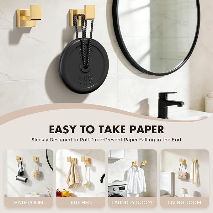 5-Pieces Gold Bathroom Accessories Set, 24 Inch Towel Bar Set | Stainless Steel, Towel Ring, Toilet Paper Holder, Robe Hooks, Towel Racks for Bathroom Wall Mounted, Bathroom Hardware Set
