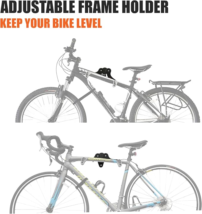 Ibera Bike Wall Mount - Adjustable Frame Holder & Soft Rubber Cradles - Garage Bike Rack for Road, MTB, Kids, Hybrid Bikes - Easy Installation & Space-Saving Design