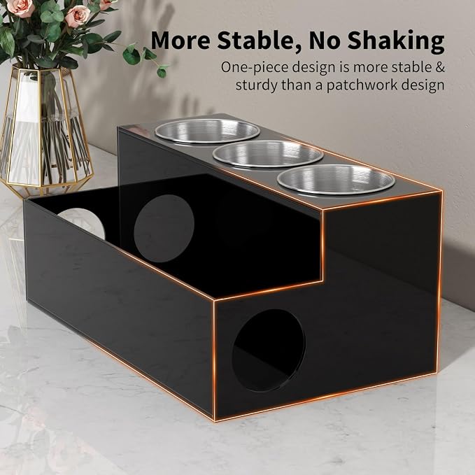 NIUBEE Acrylic Hair Tool Organizer,Hair Dryer Holder Countertop with 3 Cups | Black, Hot Tools Organizer, Hair Blow Dryer Organizer for Curling Iron, Brush, Straightener, Makeup,Skincare,Vanity, Bathroom