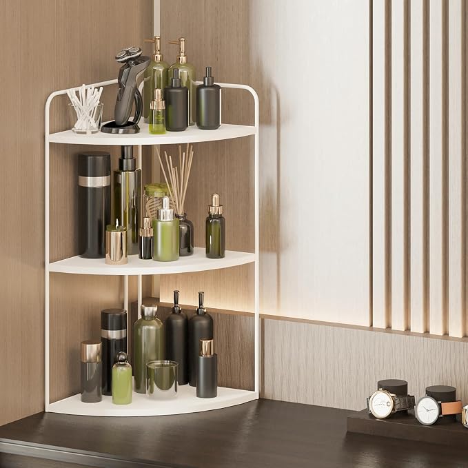 Bathroom Counter Organizer, Vanity & Makeup Countertop Organizer | Corner Bathroom Counter Organizer, Bathroom Sink Organizer, Bathroom Counter Shelf, Countertop Organizer, Corner Desk Shelf