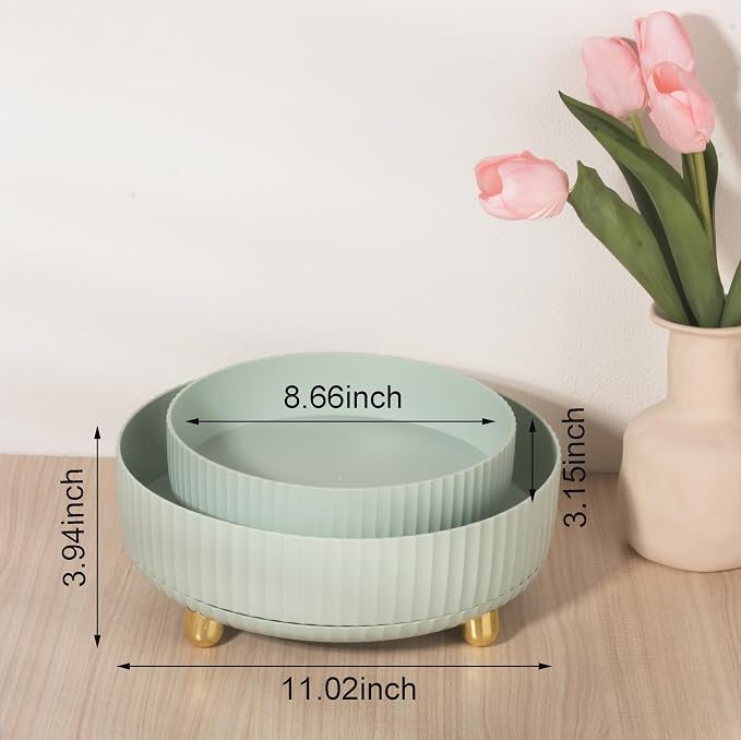 360 Rotating Makeup Perfume Organizer Skincare Tray, Small Light Green | 360 Degree Spinning Lazy Susan Organizer Lotion Cosmetics Storage for Dresser, Vanity, Bathroom Countertop