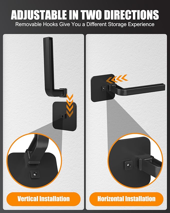 Hat Rack for Hat Storage (6-Pack), Multi-Purpose Hat Organizer, Strong Adhesive Hat Hooks for Wall Hat Organizer for Baseball Caps, Two Mounting Options Hat Hook, Black