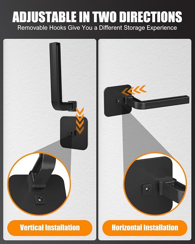 Hat Rack for Hat Storage (12-Pack), Multi-Purpose Hat Organizer, Strong Adhesive Hat Hooks for Wall Hat Organizer for Baseball Caps, Two Mounting Options Hat Hook, Black