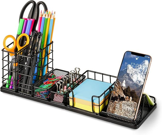 Topwey Pen Holder for Desk, Rotating Pencil Holder, Cup Holder for Desk Office, Pen Organizer in Black (Jet Black)