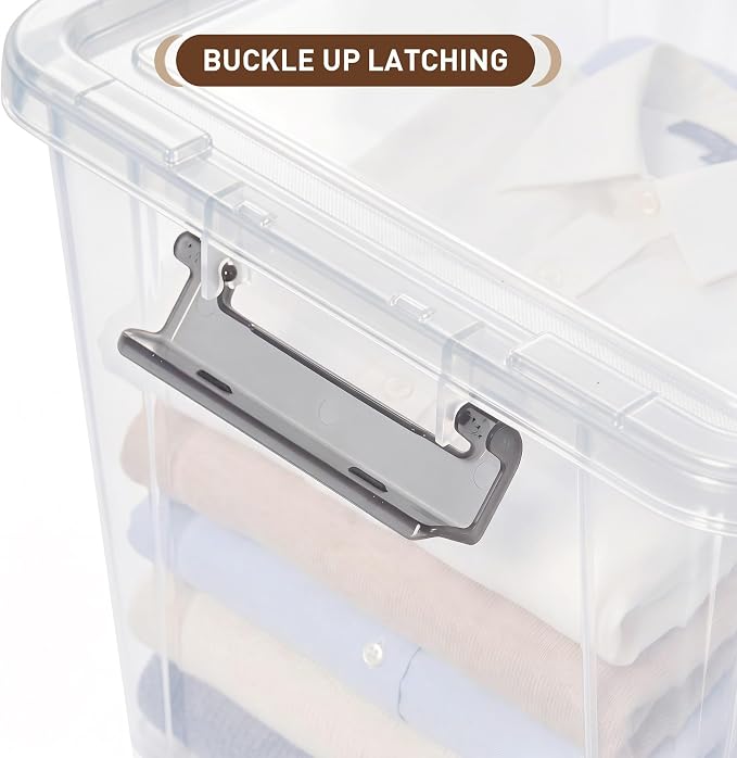 Citylife 6 Packs 44.4 QT Plastic Storage Bins with Lids Large Stackable Storage Containers for Organizing Clear Storage Box for Garage, Closet, Kitchen