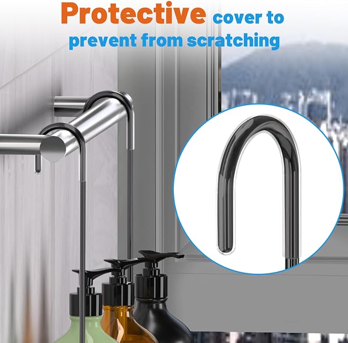 YUOROS 304 Stainless Steel Hanging Shower Caddy (Black) | Over the Door Shower Organizer Rack Rustproof Bathroom Storage Shampoo Holder Basket