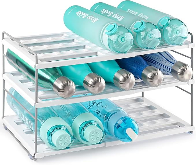 Cirhy 3-Tier Expandable Water Bottle Organizer Holder for 12-40oz Tumblers | Adjustable Cup Organizer Rack for Stanley, Owala and Yeti Oragnizer, Kitchen Cabinets and Pantry Organization