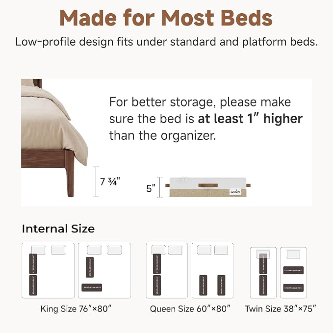 StorageWorks Under Bed Storage Containers - Underbed Storage with Handles and Label Holder, 2 Pack Ultra-thick Fabric Underbed Bins, Closet Organizer for Clothes, Blankets, Sweater