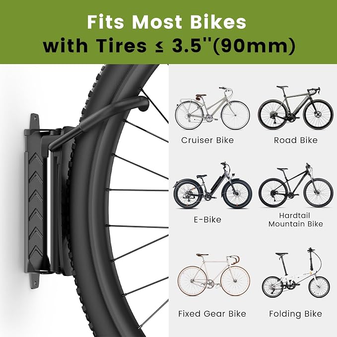 Housolution Swivel Bike Wall Mount [2 Pack], 150° Swivel up to 66lbs, Black | Vertical Bike Rack Wall Hanger, Bike Hangers for Garage, Mountain Bike Wall Mounts, Bicyckle Storage Rack for Garage