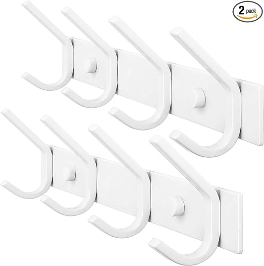 WEBI Coat Rack Wall Mounted,Coat Hooks Wall Mount,Coat Hanger Wall Hook Rack,4 Hooks for Hanging Coats,Hats,Jacket,Clothes,White,2 Packs