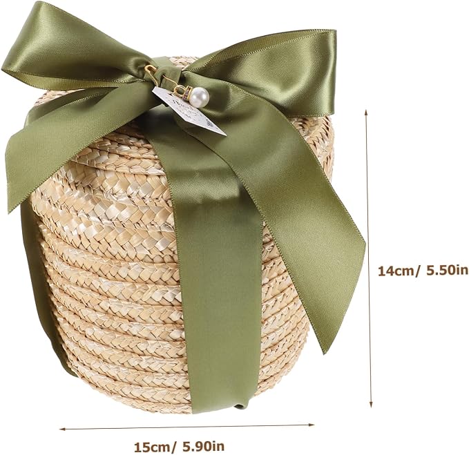 Zerodeko 1Set Hand Woven Round Braided Storage Basket Vintage Rustic Decorative Basket for Living Room Multi Functional Woven Box for Organizing Cosmetics Books and More