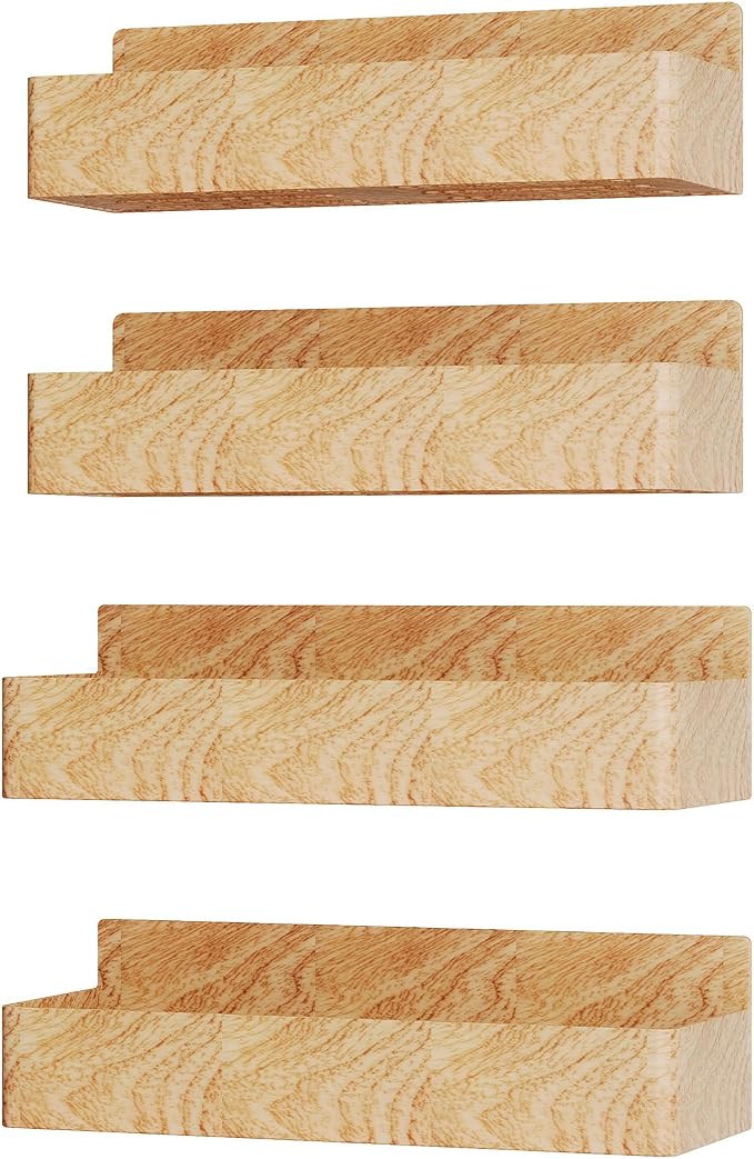 Mystozer Magnetic Spice Rack for Refrigerator, Kitchen Organizer and Storage Shelf, Woodgrain (4 Pack)…