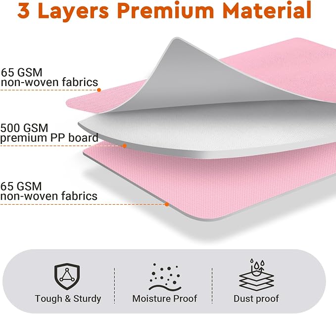 StorageTastic 4 Pack Bed Sheet Closet Organizers and Storage,Sturdy Foldable Storage Containers with Window and Label,Storage and Organization for Bedding Sheets,Duvet Covers,Blankets (Pink)