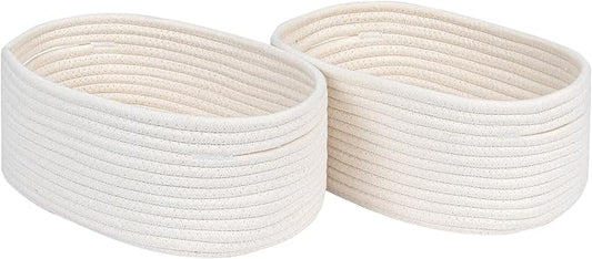 CubesLand Cube Shelf Closet Storage Basket Bin,Woven Basket for Organizing | Long-lasting &Skin-friendly Toy Storage Basket Bin,Stylish Room Decor Basket,Off White Cotton Rope Basket 2 Packs