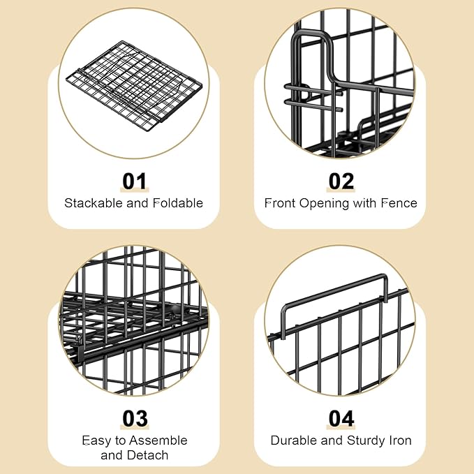 6-Tier Stackable Closet Organizers and Storage Basket - Foldable Closet Shelf Organizer System, Sturdy Metal Space-Saving Clothes Storage Bins for Wardrobe, Black
