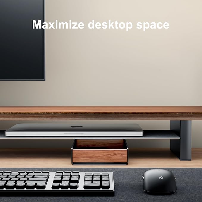 UPERGO Walnut & Aluminum Desk Drawer Organizer, Valet Tray Catchall for Men | EDC for Men, Open Top Design, Soft Felt Lining, Holds Keys Watch Pens Sticky Notes, Desk & Nightstand