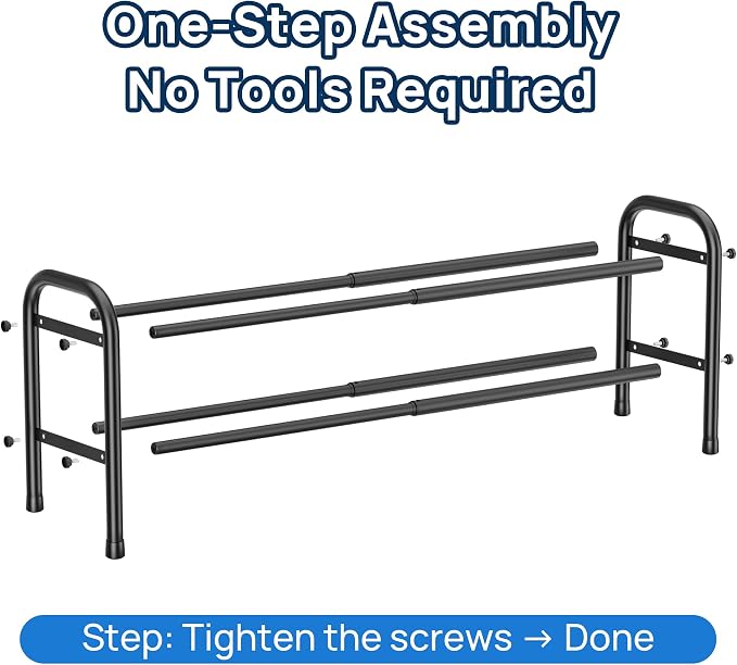 ENJOYBASICS 2 Tier Expandable Shoe Rack for Closet, Small Metal Shoe Organizer, 8 Pairs, Black