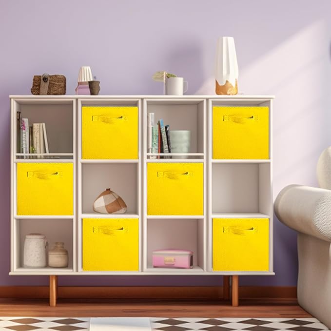 ShellKingdom Storage Bins, Foldable Fabric Storage Cube And Cloth Organizer | Storage Drawer For Closet And Toys, 13 X 13 X 13 INCH, 2 Pack (Yellow)