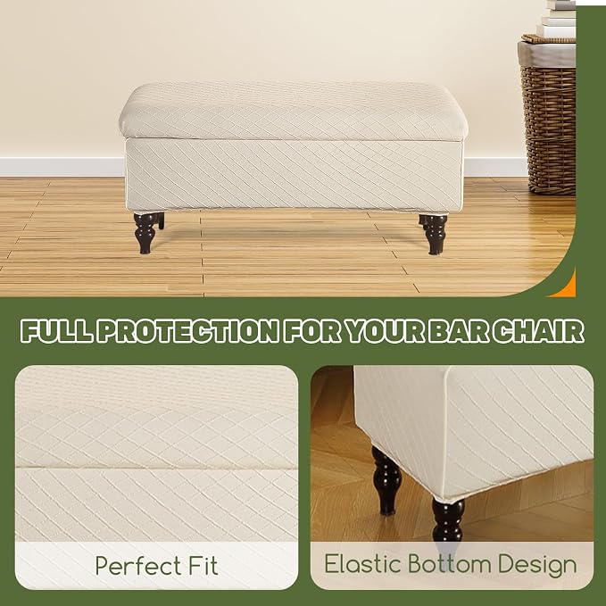 FUANGUI Ottoman Cover Slipcovers Rectangular Folding Stretch | Storage Bench Footrest Sofa Stool Covers Footstool Protector with Elastic Bottom, Removable Washable,Small